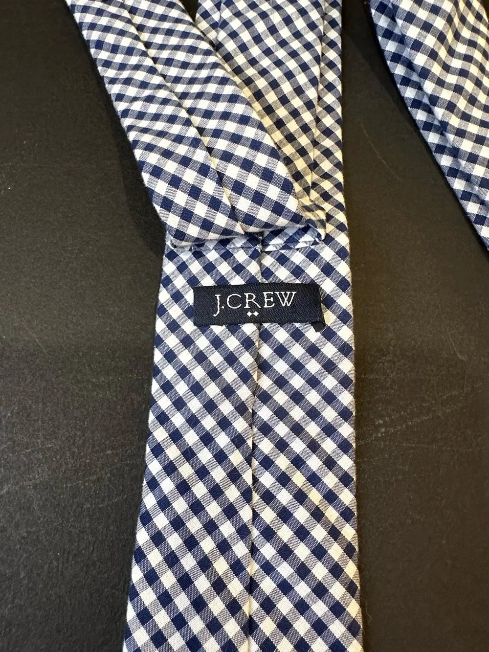 J.Crew Factory Navy Gingham Skinny Tie 2.5” Preppy Summer Cotton (Item 02182)